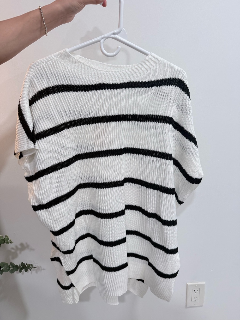Women’s White & Black Striped Knit Sweater